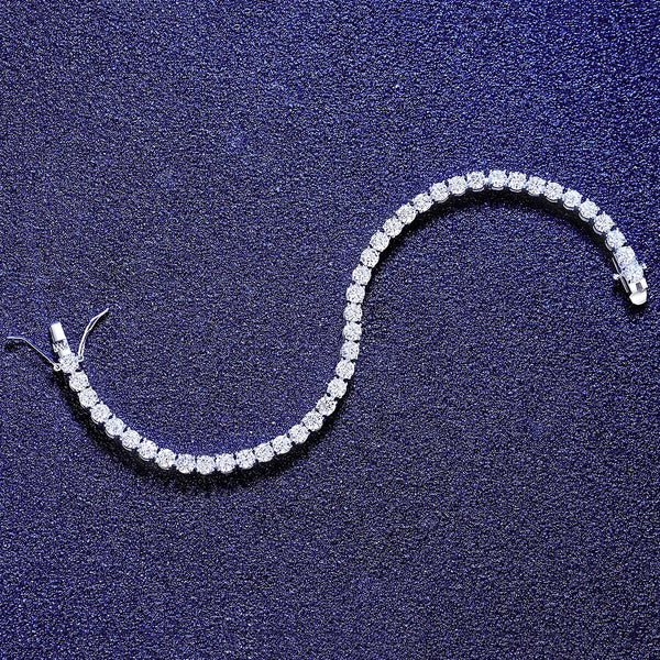 Platonic 4 mm Femme Bling 925 Sterling Silver Tennis Moissanite Bracelet