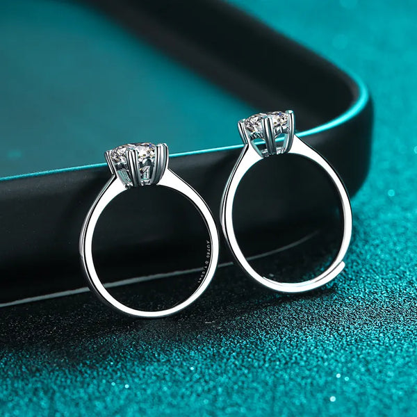 Platonic 1 ct Moissanite Round Sterling Silver Ring; GRA Certified