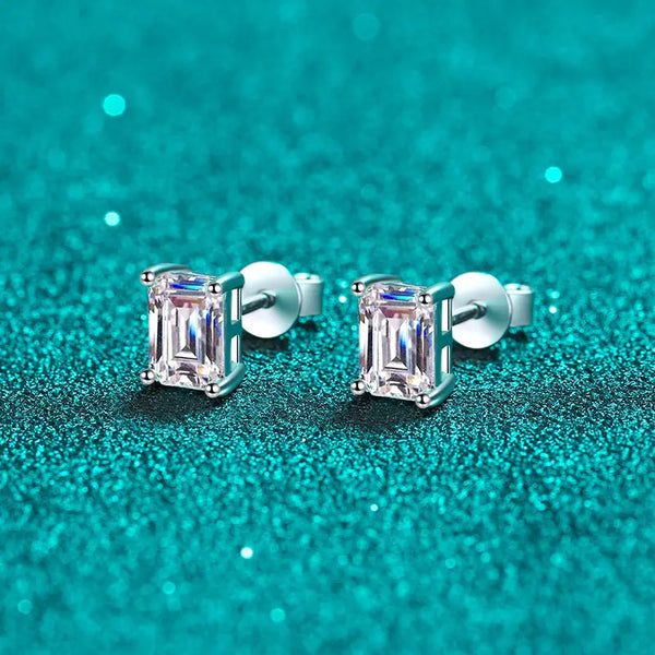 Platonic 0.5 ct Emerald Whisper Moissanite Stud Earrings - Single Piece