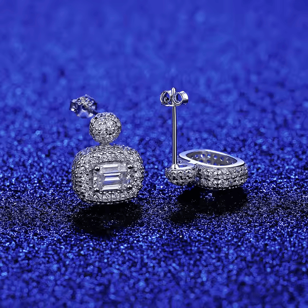 Platonic 1.2 ct Radiant Emerald Cut Moissanite Earrings