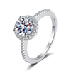 Platonic 1 ct GRA Certified Halo Moissanite Ring; D VVS1; Sterling Silver; Adjustable