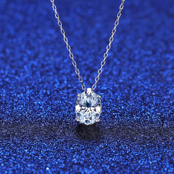Platonic 1.2 ct SparkleOval Charm Moissanite Necklace in Sterling Silver; D VVS1