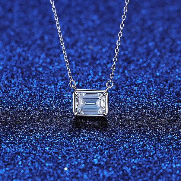 Platonic Crystal Clear Confidence Emerald Cut Moissanite Studs and Pendant