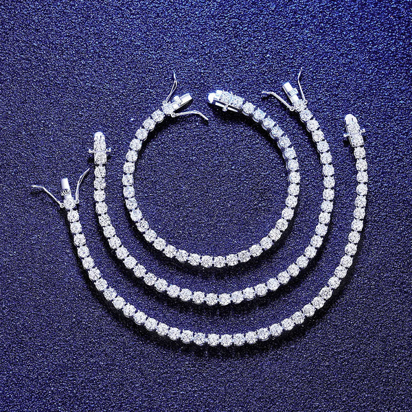 Platonic 4 mm Femme Bling 925 Sterling Silver Tennis Moissanite Bracelet