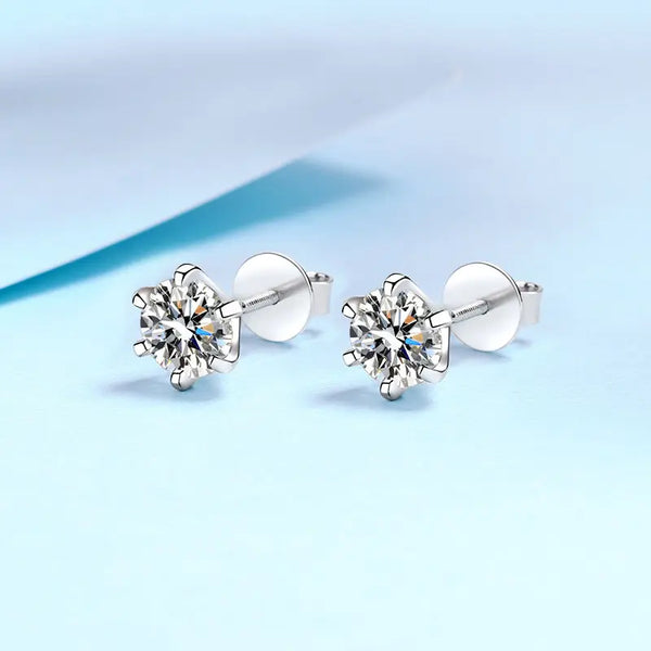 Platonic 0.6 - 4 ct Sparklit Sparks Round Moissanite Stud Earrings