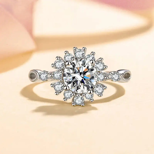Platonic 0.5 ct Moissanite Blossom Sterling Silver Ring