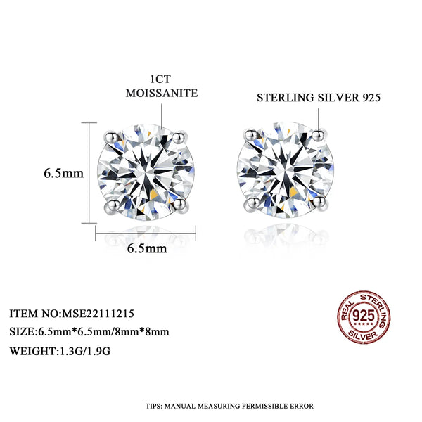 Platonic 2-4 ct Round Moissanite Studs