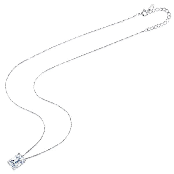 Platonic 1 ct RadiantEdge Moissanite Necklace; Sterling Silver Glow; D VVS1