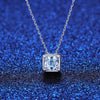 Platonic 1 ct Timeless Brilliance Asscher Cut Silver Moissanite Pendant and 1 ct Earrings with GRA Certificate; D VVS1