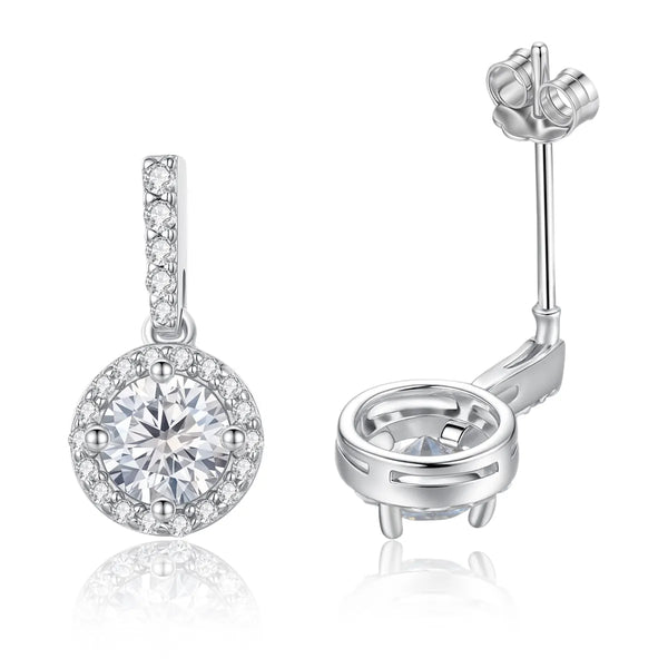 Platonic 1 ct Round Stardust Halo Moissanite Earrings