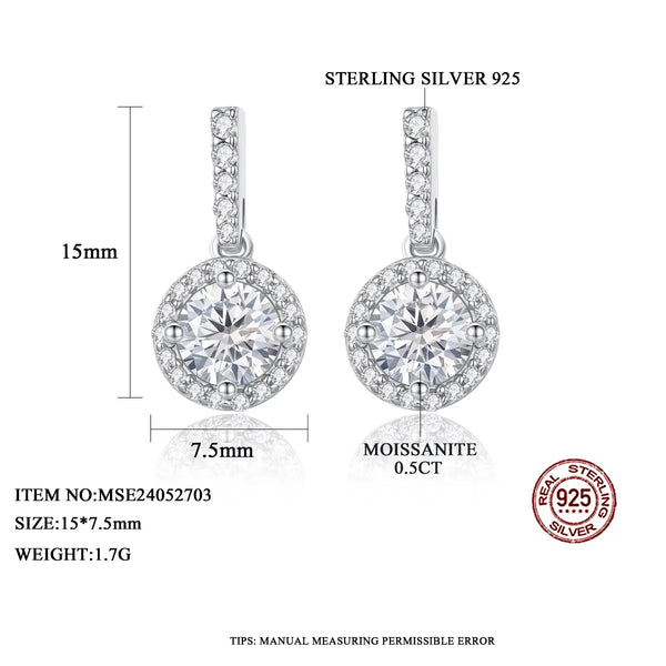 Platonic 1 ct Round Stardust Halo Moissanite Earrings