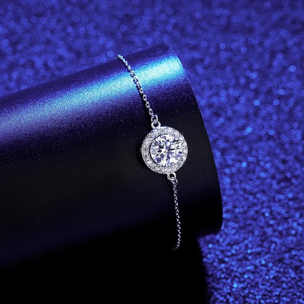 Platonic 1 ct Designer Charm 925 Sterling Silver Moissanite Bracelet