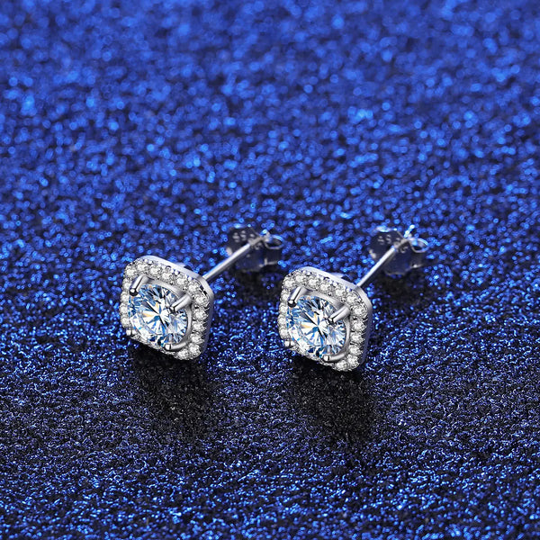 Platonic 1 ct Glimmer Square Moissanite Studs