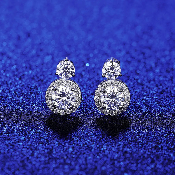 Platonic 3 ct Round Moissanite Drop Studs
