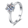 Platonic 1 ct Moissanite Round Sterling Silver Ring; GRA Certified