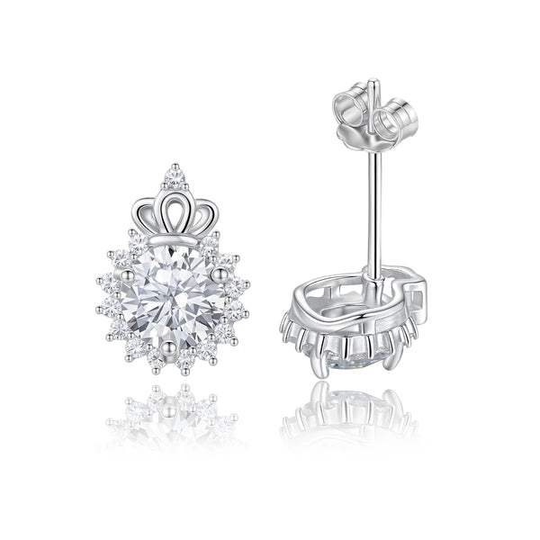 Platonic 1 ct Crown Moissanite Stud Earrings