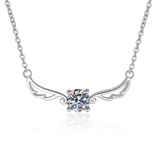 Platonic 0.5 ct Celestial Wings Moissanite Pendant with Free Chain