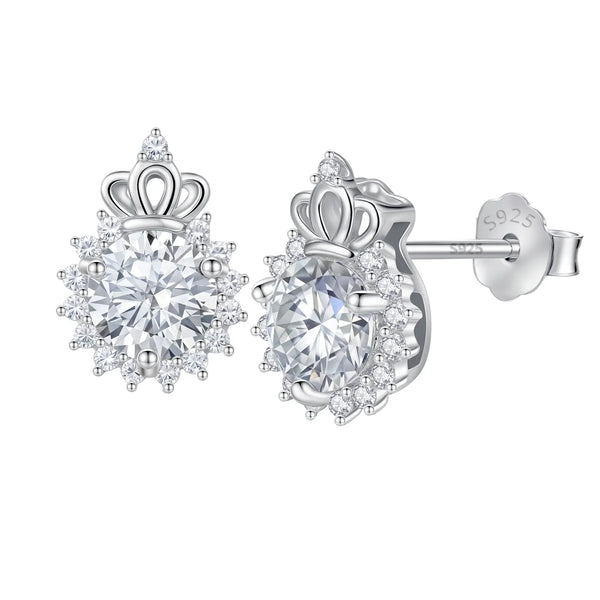 Platonic 1 ct Crown Moissanite Stud Earrings