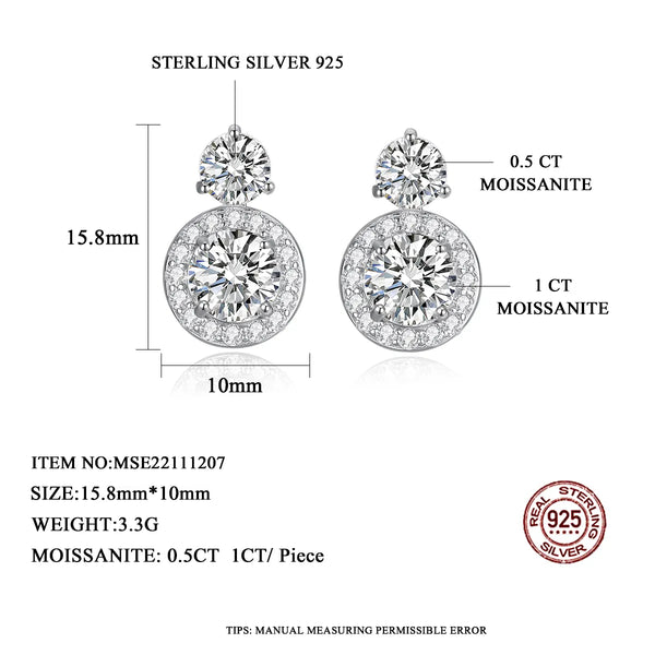 Platonic 3 ct Round Moissanite Drop Studs