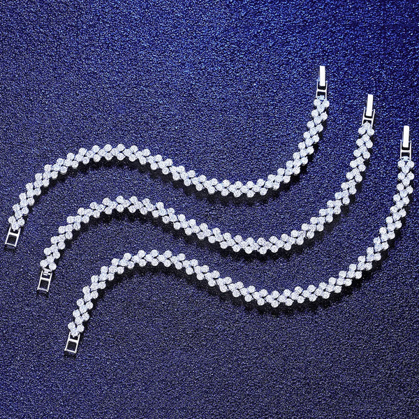 Platonic 6.4 mm Heart Rome 925 Sterling Silver Tennis Moissanite Bracelet