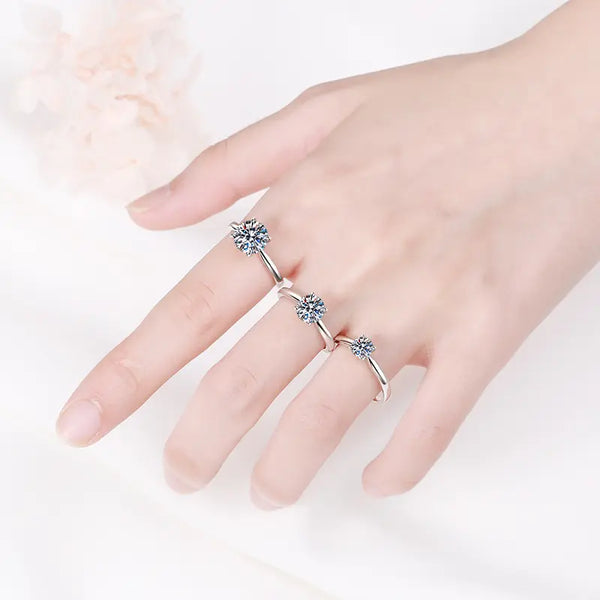 Platonic 2 ct Starry Solitaire Round Moissanite Ring