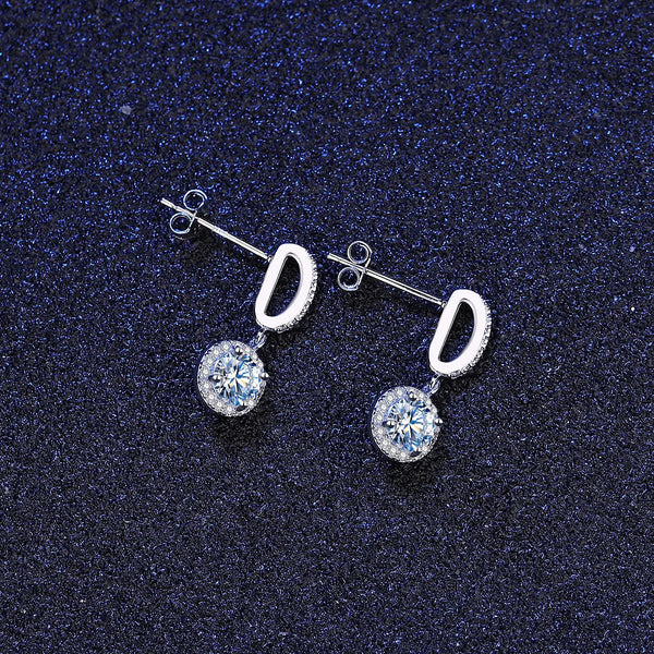 Platonic 1 ct Twinkle Drop Dangles Moissanite Earrings; GRA certified; S925 Sterling Silver