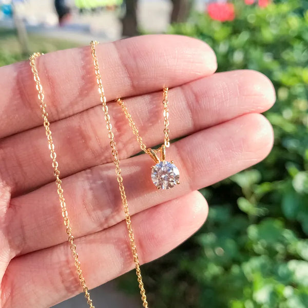 Platonic Sparkle Beyond Stardust Moissanite Pendant: Rose, White and Yellow Gold Charm