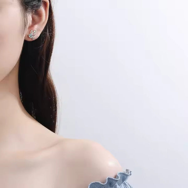 Platonic 1 ct / pair Butterfly Moissanite Earrings GRA Certified D VVS1; Round Cut; Sterling Silver