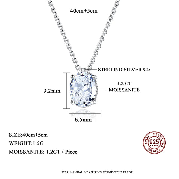 Platonic 1.2 ct SparkleOval Charm Moissanite Necklace in Sterling Silver; D VVS1