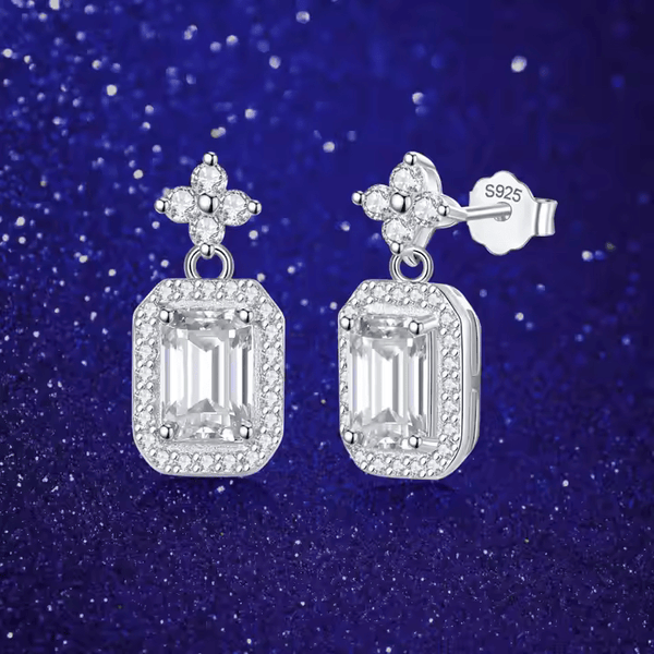 Platonic 1.2 ct Classic Emerald Moissanite Stud Earrings