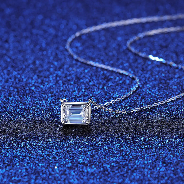 Platonic Crystal Clear Confidence Emerald Cut Moissanite Studs and Pendant