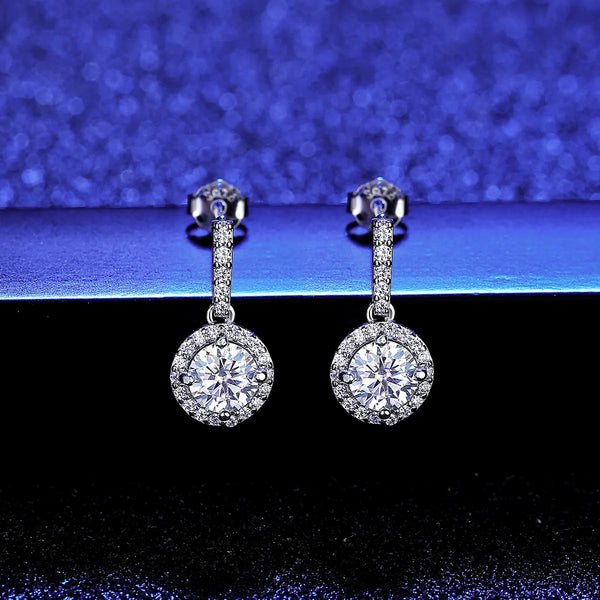 Platonic 1 ct Round Stardust Halo Moissanite Earrings