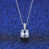 Platonic GRA Certified Radiant Royale Asscher Cut Silver Moissanite Pendant Set
