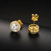 Platonic 18 K Gold Plated Round Halo Moissanite Stud Earrings; 1 - 6 ct / pair
