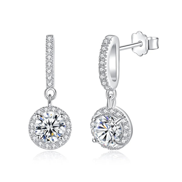 Platonic 1 ct Twinkle Drop Dangles Moissanite Earrings; GRA certified; S925 Sterling Silver