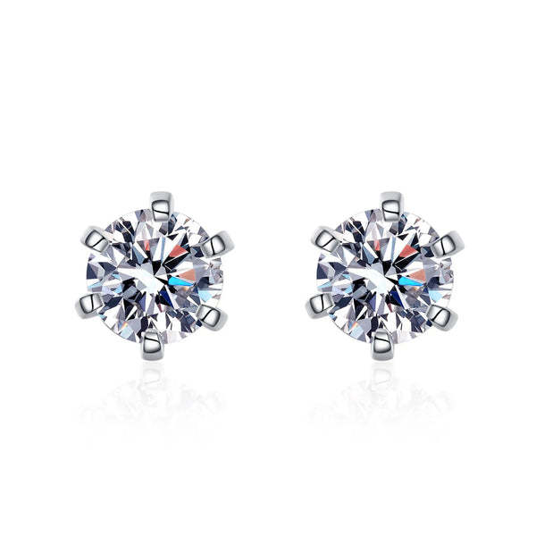 Platonic 0.6 - 4 ct Sparklit Sparks Round Moissanite Stud Earrings