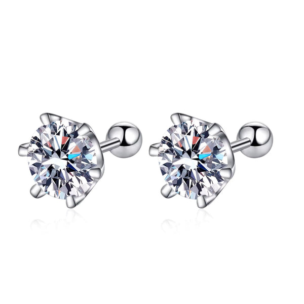 Platonic 1 - 4 ct Round Radiant Moissanite Stud Earrings