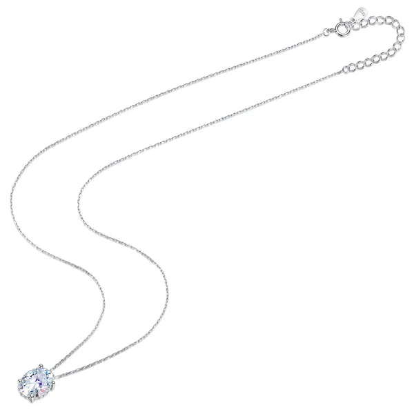 Platonic 1.2 ct SparkleOval Charm Moissanite Necklace in Sterling Silver; D VVS1