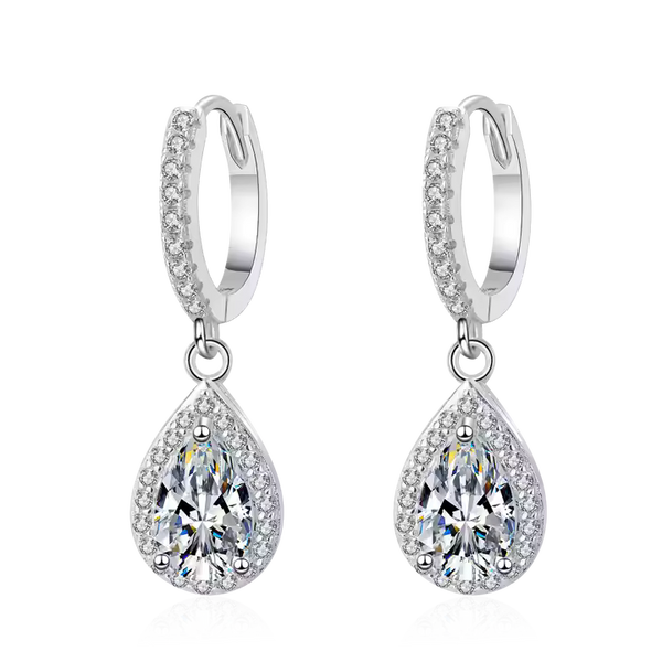 Platonic 2 ct GRA certified Pear Shaped Moissanite 925 Sterling Silver Stud Earrings