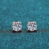 Platonic 1 - 4 ct / pair Sparkle Whirl Solitaire Stud Moissanite Earrings; Sterling Silver; GRA Certified; D VVS1