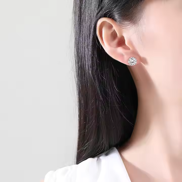 Platonic 1-4 ct Hexagonal Moissanite Stud Earrings