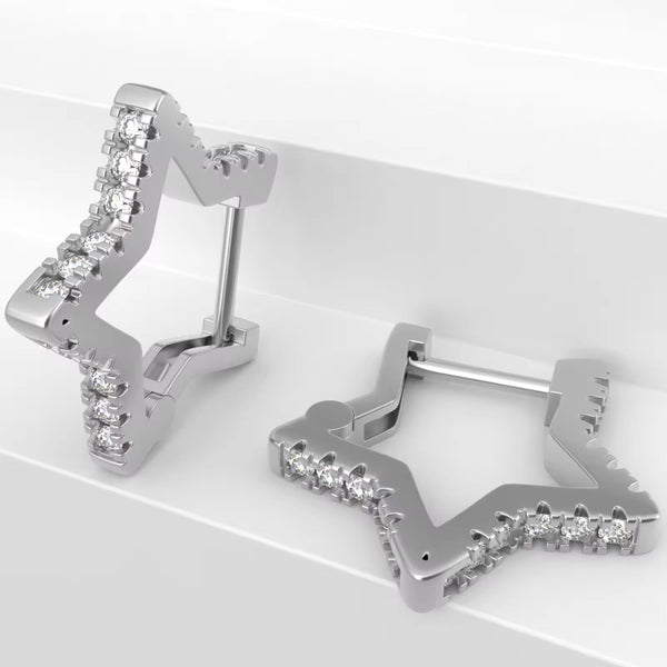 Platonic 0.36 ct Star Moissanite Hoop Earrings D/VVS1