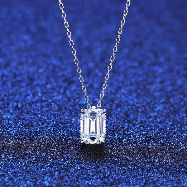 Platonic 1 ct RadiantEdge Moissanite Necklace; Sterling Silver Glow; D VVS1
