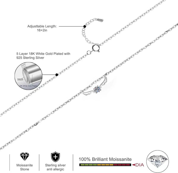 Platonic 0.5 ct Celestial Wings Moissanite Pendant with Free Chain