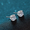 Platonic 1 - 4 ct / pair Sparkle Whirl Solitaire Stud Moissanite Earrings; Sterling Silver; GRA Certified; D VVS1