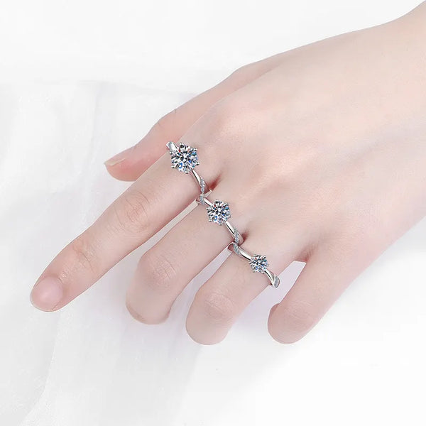 Platonic 1 - 2 ct Twinkle Vortex Moissanite Sterling Silver Ring; GRA Certified