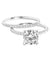 Platonic Set OF 2 Brilliant Oval Cut Moissanite 4-Prong Hidden Halo 2.5mm Space Pavé Moissanite Engagement Ring