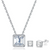 Platonic 1 ct Timeless Brilliance Asscher Cut Silver Moissanite Pendant and 1 ct Earrings with GRA Certificate; D VVS1