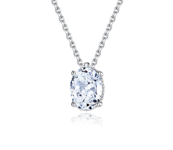Platonic 1.2 ct SparkleOval Charm Moissanite Necklace in Sterling Silver; D VVS1