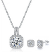 Platonic GRA Certified Starlit Glamour Round Cut Silver 1ct Moissanite Pendant Set with 1ct Earrings